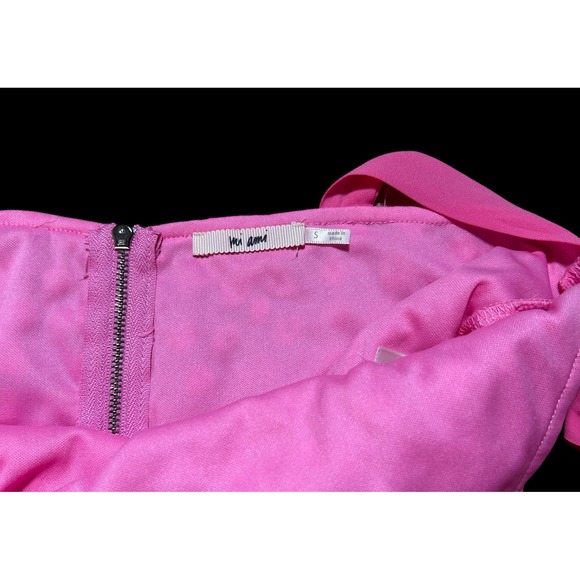 Mi Ami Pink Floral Lace Crop Top Tie Shoulder Straps V-Neck Back Zip Small - Picture 3 of 3